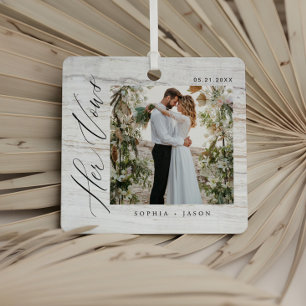 Ornement En Métal Photos de couples de vœux de mariage minimal bois