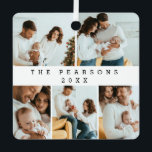 Ornement En Métal Photos de famille moderne de Noël minimes<br><div class="desc">Célébrez les vacances avec une touche d'élégance moderne en utilisant notre simple moderne famille de Noël Photo Collage de décoration de vacances. Cette décoration soignée embrasse l'esprit de famille et la joie de la saison festive, vous permettant de mettre en valeur vos souvenirs les plus précieux dans un bel aménagement...</div>