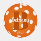 Ornement En Métal Pickleball Monogramme Nom Orange (Recto)