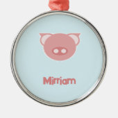 Ornement En Métal Piglet rose monogramme en bleu (Devant)