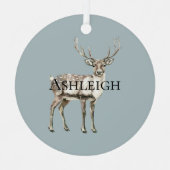 Ornement En Métal Pin de Noël Vert Russe Nom du cerf (Recto)