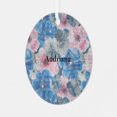 Ornement En Métal Pink Blue Flowers Sparkle (Avant gauche)