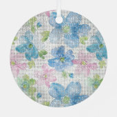 Ornement En Métal Pink Blue Flowers Sparkle (Verso)