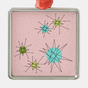 Ornement En Métal Pink Iconic Atomic Starbursts Ornament de Christma