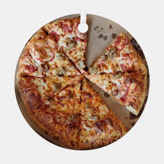 Ornement En Métal Pizza de saucisse épaisse croûte Nourriture Noël (Recto)