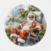 Ornement En Métal Plage tropicale Noël Père Noël Père Noël (Recto)