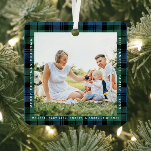 Ornement En Métal Plaid Grandma 2 Photos Christmas Campbell Tartan (Insitu)