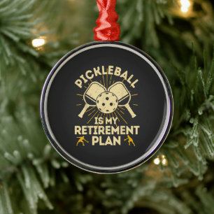 Ornement En Métal Plan de retraite drôle de pickleball vintage