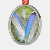 Ornement En Métal Plumes de canard bleu blanc, animal, oiseau (Gauche)