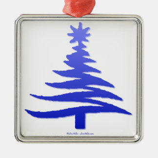 Ornement En Métal Pochoir d'arbre de Noël Bleu Cobalt