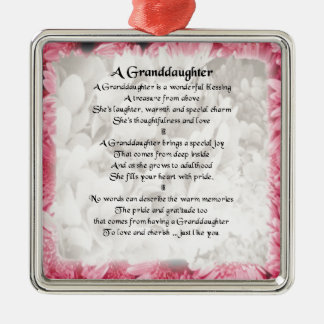 Ornement En Métal Poème de petite-fille - conception florale rose