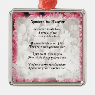 Ornement En Métal Poème de professeur - conception florale rose de