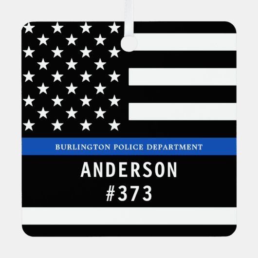 Ornement En Métal Police Personnalisée Ligne Bleue Mince Police (Recto)