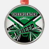 Ornement En Métal 📣 pom-pom girl - Vert, Noir et Blanc (Devant)