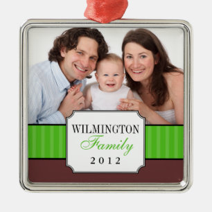 Ornement En Métal Portrait classique bande verte bande de Noël photo