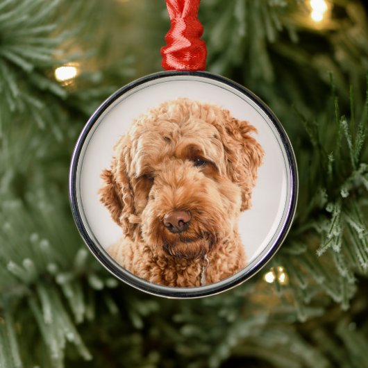 Ornement En Métal Portrait de Goldendoodle Studio (Arbre)