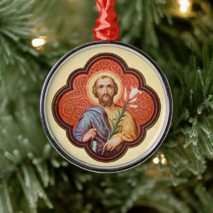 Ornement En Métal Portrait de saint Joseph dans un octofoil (TF 02)