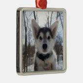 Ornement En Métal Portrait extérieur de chiot enroué de chien (Droite)