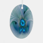 Ornement En Métal Position, Abstrait bleu turquoise fractal (Avant droite)