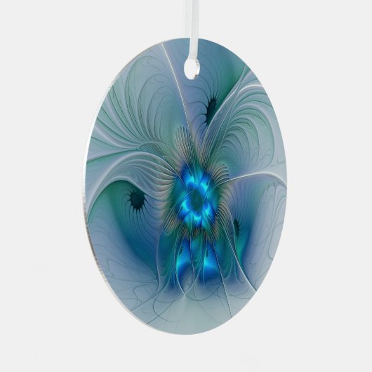 Ornement En Métal Position, Abstrait bleu turquoise fractal (Avant droite)