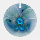 Ornement En Métal Position, Abstrait bleu turquoise fractal (Verso)