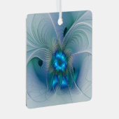 Ornement En Métal Position, Abstrait bleu turquoise fractal (Avant droite)