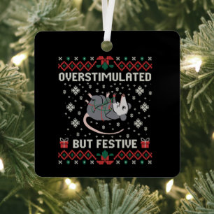 Ornement En Métal Possum de Noël festif mais surstimulé drôle