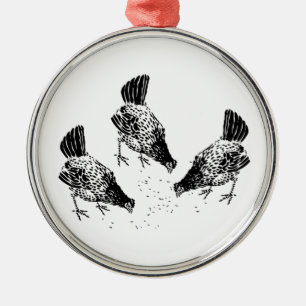 Ornement En Métal Poulets de jardin