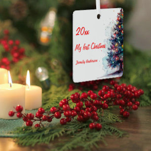 Ornement En Métal Premier arbre de Noël photo Carré en métal ornemen