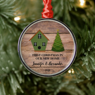 Ornement En Métal Premier Noël dans notre nouvelle maison nichoir à