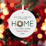 Ornement En Métal Premier Noël dans notre nouvelle maison Watercolor<br><div class="desc">Prenez la joie de votre premier Noël dans votre nouvelle maison avec notre magnifique ornement de métal de couronne d'aquarelle. Célébrez cette étape spéciale avec un gardien joliment ouvragé qui ajoute une touche d'élégance à votre décor de vacances.</div>