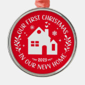 Ornement En Métal Premier Noël Dans Nouvelle Maison Rouge Personnali (Devant)