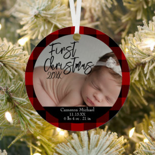 Ornement En Métal Premier Noël de bébé Statistiques de naissance Car