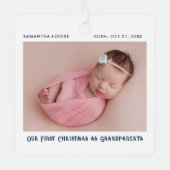 Ornement En Métal Premier Noël En Grand-Parents Bébé Photo Personnal (Recto)