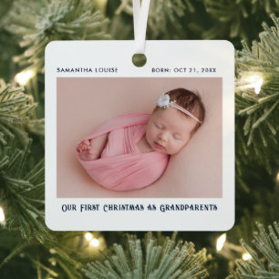Ornement En Métal Premier Noël En Grand-Parents Bébé Photo Personnal