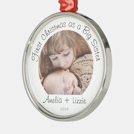 Ornement En Métal Premier Noël en grande soeur photo (Gauche)
