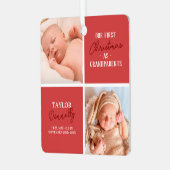 Ornement En Métal Premier Noël en grands-parents Photo Rouge (Avant gauche)