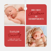 Ornement En Métal Premier Noël en grands-parents Photo Rouge (Recto)