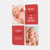 Ornement En Métal Premier Noël en maman papa Photo rouge (Avant gauche)