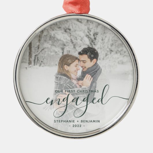 Ornement En Métal Premier Noël Engagé Photo Green Script (Devant)