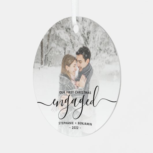 Ornement En Métal Premier Noël Engagé Photo personnalisée Script noi (Avant gauche)