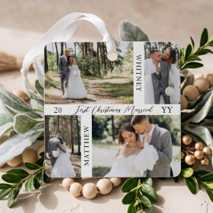 Ornement En Métal Premier Noël Marié Collage de Photos de Mariage
