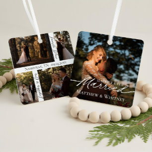 Ornement En Métal Premier Noël Marié Élégant Photo Souvenir 
