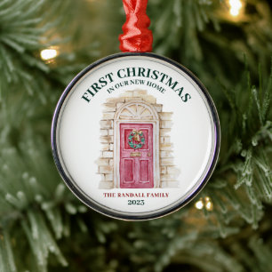 Ornement En Métal Premier Noël Nouveau Accueil Porte rouge Boho d'hi
