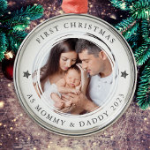Ornement En Métal Premier Noël personnalisé en tant que parents Phot