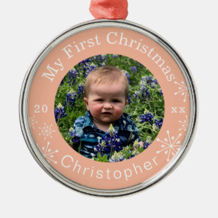 Ornement En Métal Premier Snowflakes de Noël du bébé Blush Custom