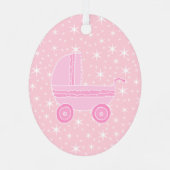 Ornement En Métal Première conception de Noël du bébé en rose et bla (Verso)