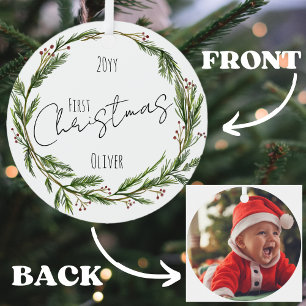 Ornement En Métal Première couronne et photo de mélèze de Noël du bé