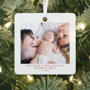 Ornement En Métal Première famille de Noël de trois photos