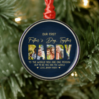Ornement En Métal Première fête des pères avec papa – Cadeau photo p